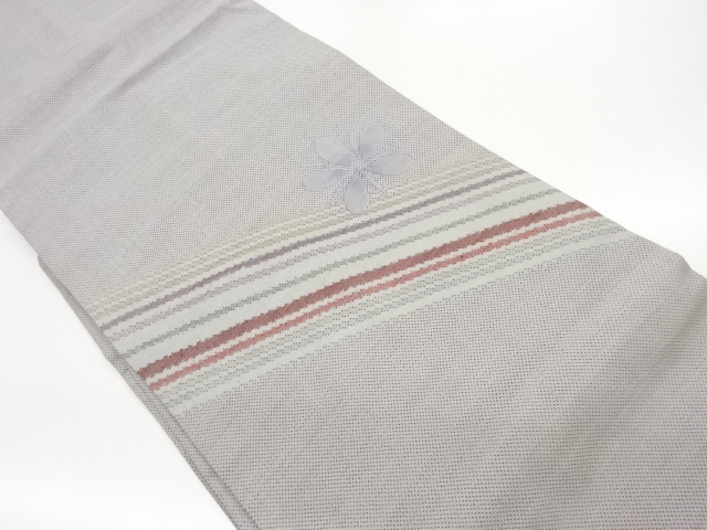 JAPANESE NAGOYA OBI / OSHIMA TSUMUGI / WOVEN FLOWER